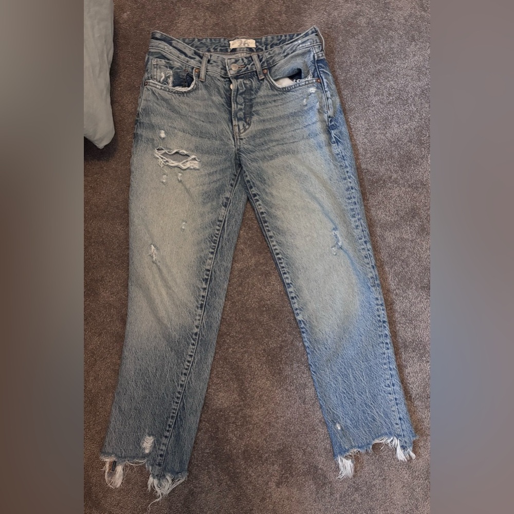 Free People Distressed Blue Boyfriend Jeans